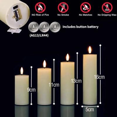 Uplift Treasures Bulk LED Flickering Flameless Pillar Candles 4 Size Mix 12pcs