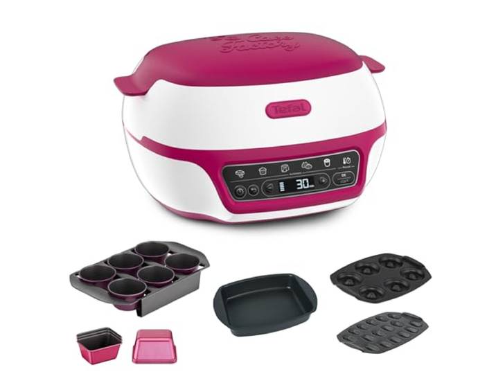 Tefal - Cake Factory Délices Mini four à gâteaux avec 5 programmes Réussite garantie de pâtisseries et crèmes desserts - 5 programmes automatiques - Mode manuel - Inclut 5 moules de cuisson