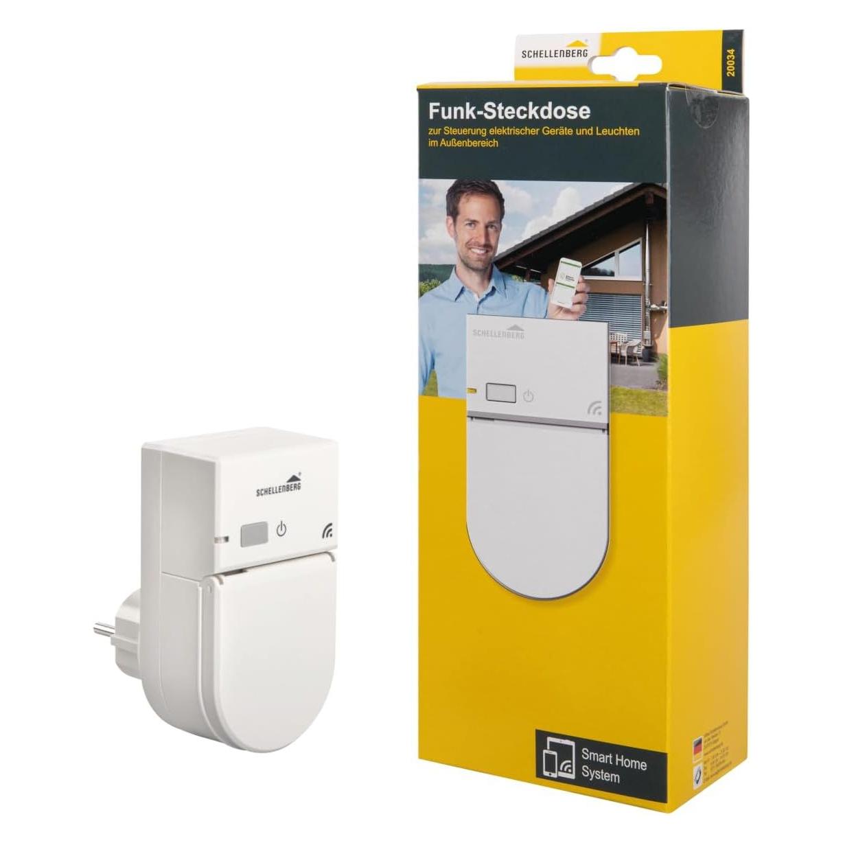 Schellenberg 20034 Funk-Steckdose Smart Home Zwischensteckdose Aussenbereich, Weiss (20034)