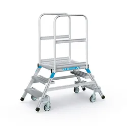 Zarges Podestleiter fahrbar mit 2x3 Leichtmetall-Stufen