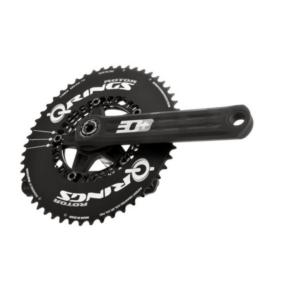 Rotor 3D + pedivelas com medidor de potência INpower + coroas Q-Rings Aero 50/34, Comprimento da biela 172,5 mm