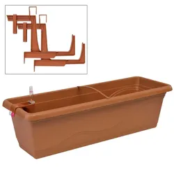 BURI Blumenkasten 59cm mit Kastenhalter und Wasserspeicher Balkonkasten Pflanzkasten