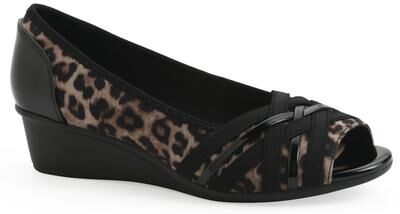 Women's Boldest Peep Toe Wedge by Cliffs in Tan Leopard Nylon (Size 6 M)
