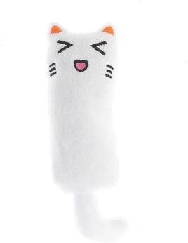 Inspired Living CozyPaws Plush Catnip Toy Interactive Cat & Kitten Plush Toy For Play & Teeth Grinding white
