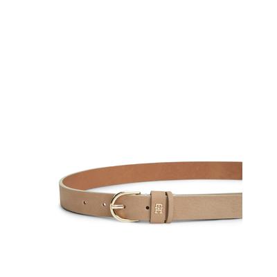 Ledergürtel TOMMY HILFIGER "ESSENTIAL EFFORTLESS NUBUCK", Damen, Gr. 110, beige (clayed pebble), Rindsleder, Gürtel Ledergürtel, 3,5 cm, samtartig, leicht angeraut
