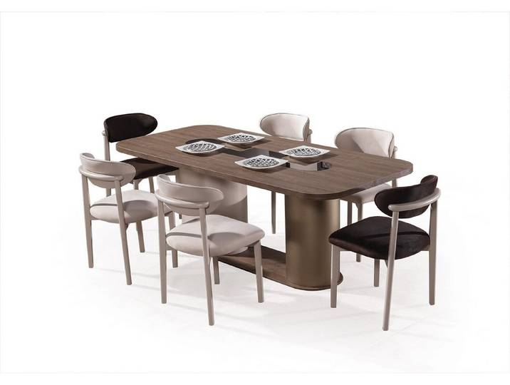 Villa Möbel Esszimmer-Set Santo, (Esszimmer-Set, 7-St., Esstisch und 6 Stühle), Esstisch aus Holz mit passenden Stühlen für gemeinsame Mahlzeiten