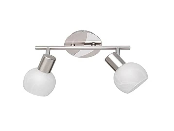Reality\, Spot\, Antibes 2xE14\, max.28\,0 W Verre\, Albâtre\, Corps: metal\, Nickel mat L:27\,5cm\, L:11\,0cm\, H:20\,0cm IP20