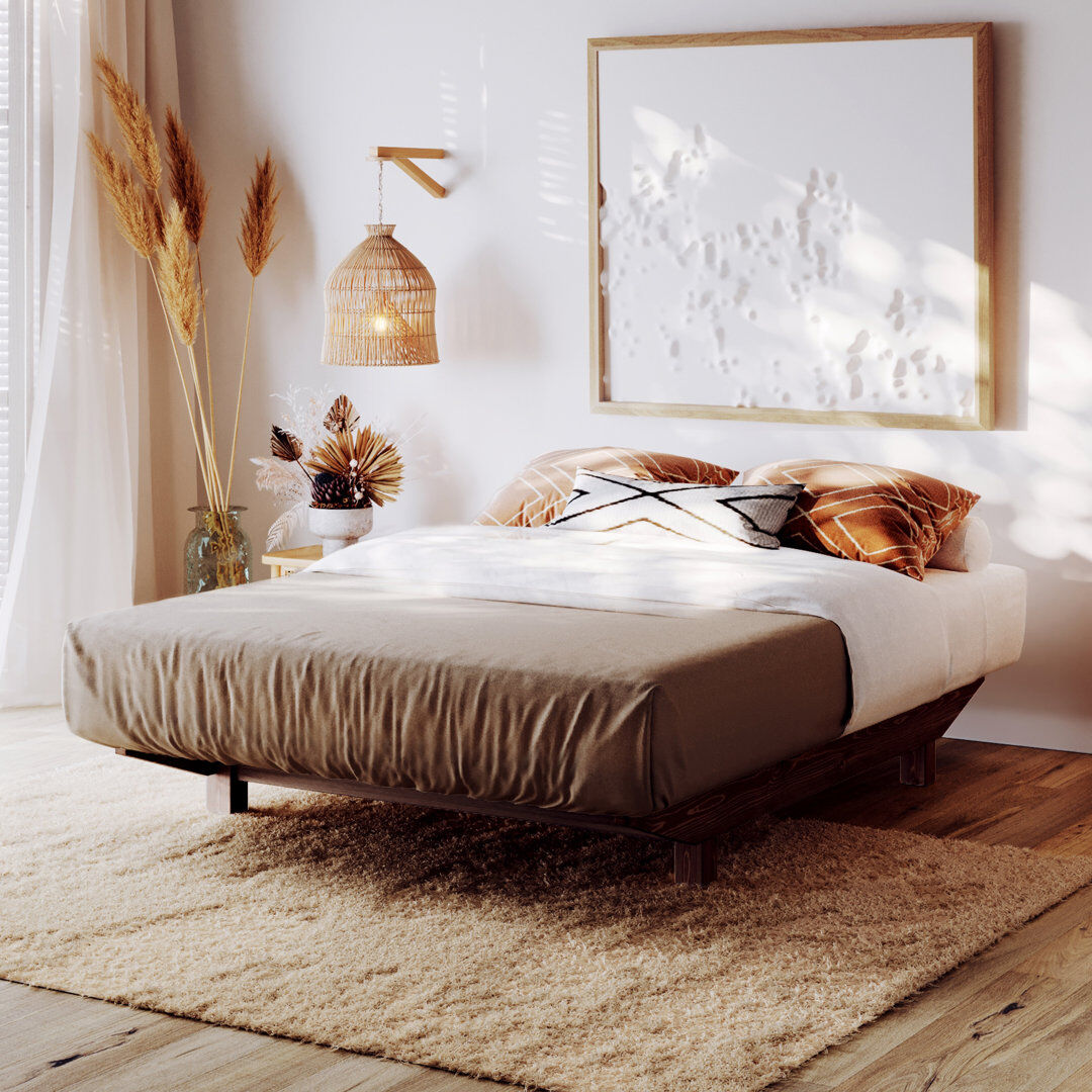 Ebern Designs Hardison Bed Espresso Wood Kingsize (5')