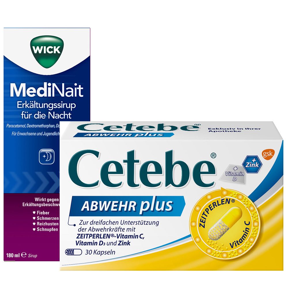 Erkältungsset Wick MediNait + Cetebe Abwehr plus 1 St Set