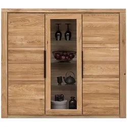 Esszimmer Highboard in Eichefarben 2 Holztüren 1 Glastür