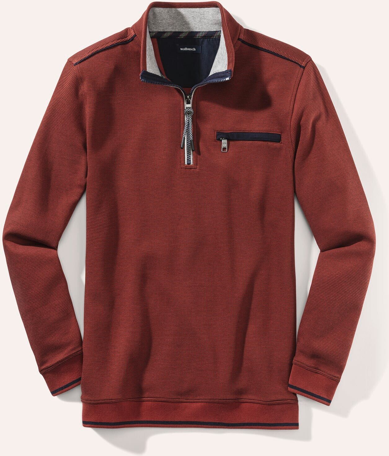 Walbusch Easycare Struktur-Troyer Bicolor, , Farbe Rot, 54, atmungsaktiver Baumwollmix pflegeleicht Herren