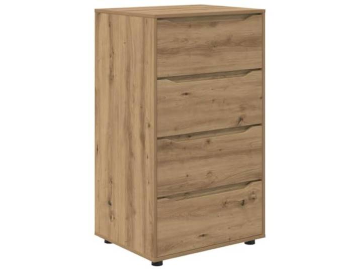 HGFDVCMR Kommode Artisan-Eiche 60x48x105 cm mit 4 Schubladen Schlanker Aufbewahrungsschrank in Eichen-Optik für Schlafzimmer und Wohnzimmer. Bietet praktischen Stauraum mit 4 Fächern.