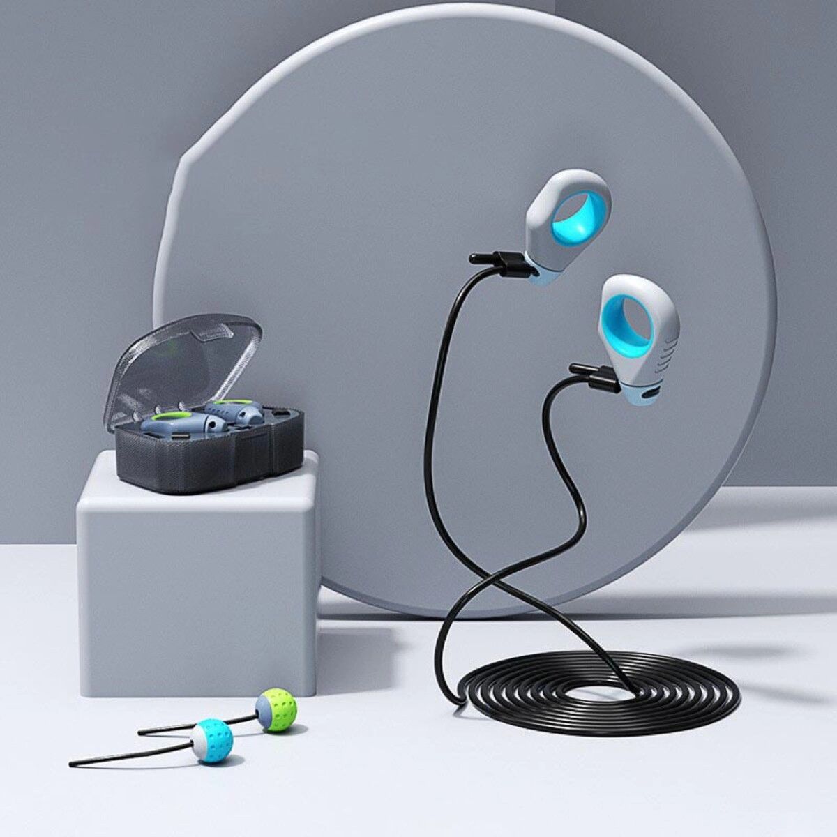 INF Dual-Use Springseil mit Fingerring - Für vielseitiges Training Grün