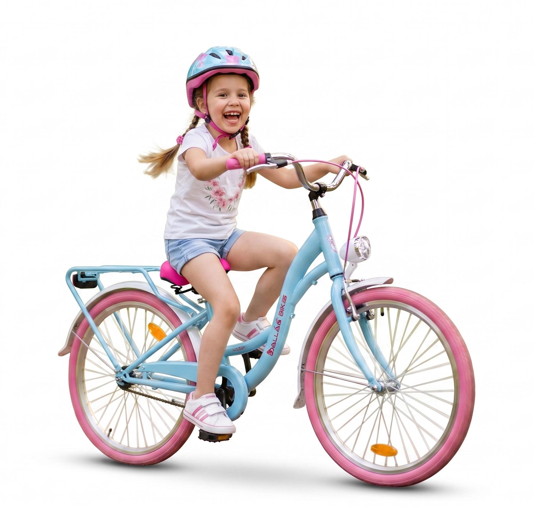 Dallas Bike Kinderfahrrad 24 Zoll - für Mädchen - 1-Gang Rücktritt - Rahmen S 15" - Blau-Rosa