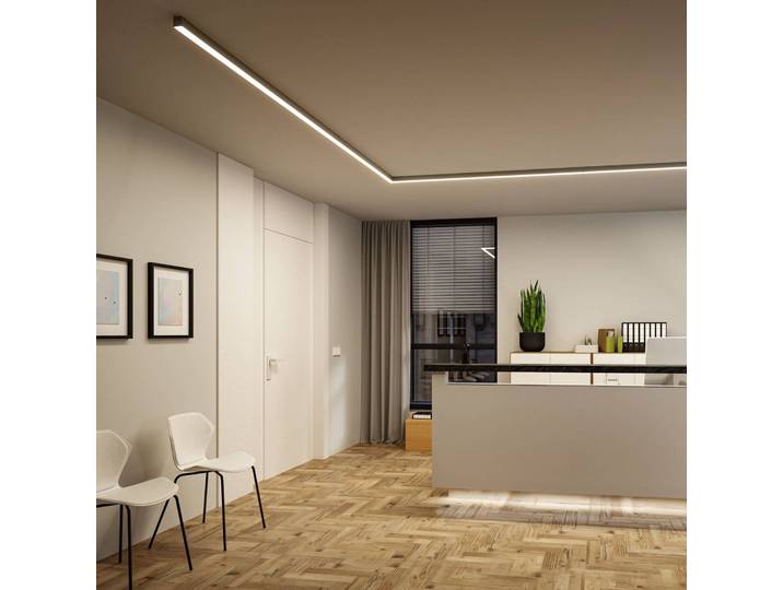 Paulmann LED-Lichtleiste Linion, chrom, 100 cm, 3.000 K dimmbar, alu / grau / zink, für Wohn- / Esszimmer, Aluminium, Modern, Lichtleiste