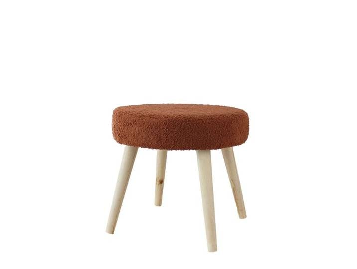 Tabouret rond en bouclettes Terracotta 45x45x40 cm