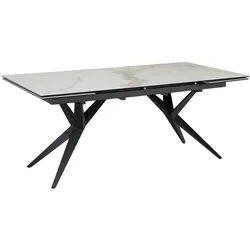KADIMA DESIGN Esszimmertisch 180 - 260 cm Ausziehbar Keramik Glas Weiß, Keramiktisch Marmor-Optik Groß, Designer Küchentisch Rechteckig, Esstisch Extravagant mit
