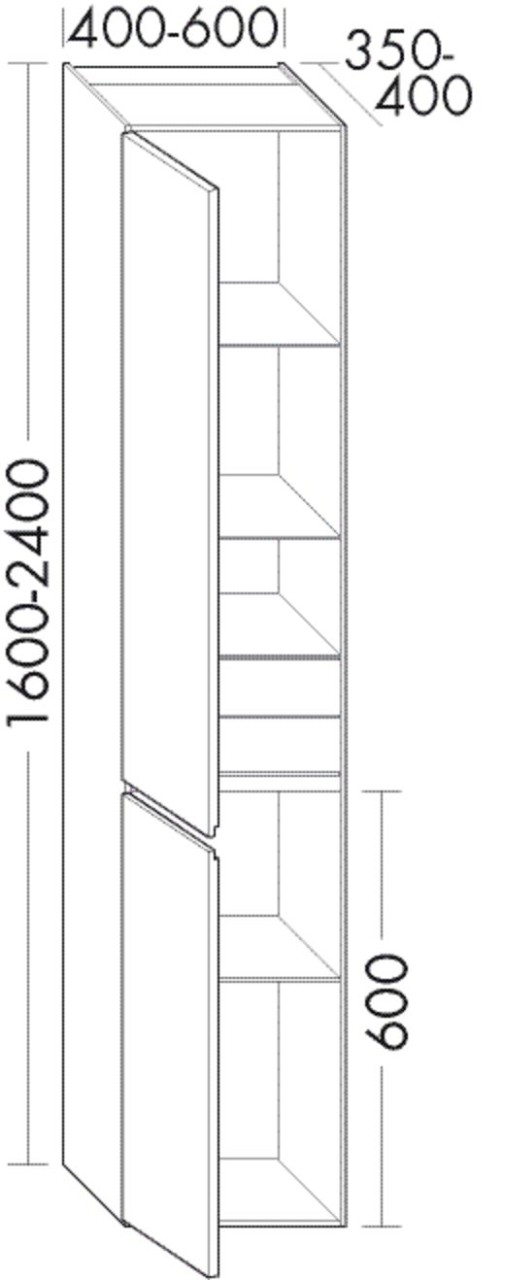 Burgbad Hochschrank rc40 1800x600x400 Asteiche Natur, HSMF060LF4615 HSMF060LF4615