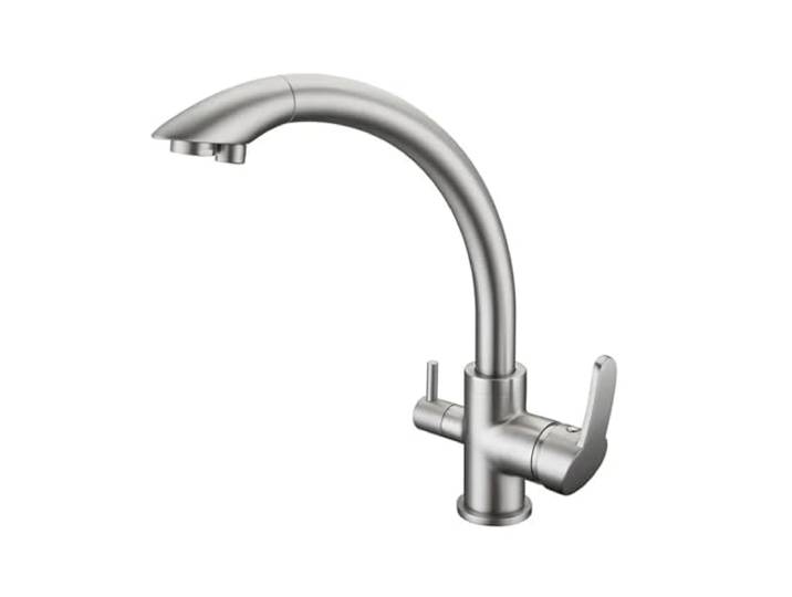 Drehbare 3-in-1-Trinkwasser-Küchenarmaturen Aus Massivem Messing Spültischmischer Tri Flow 3-Wege-Filterhähne(Color4)