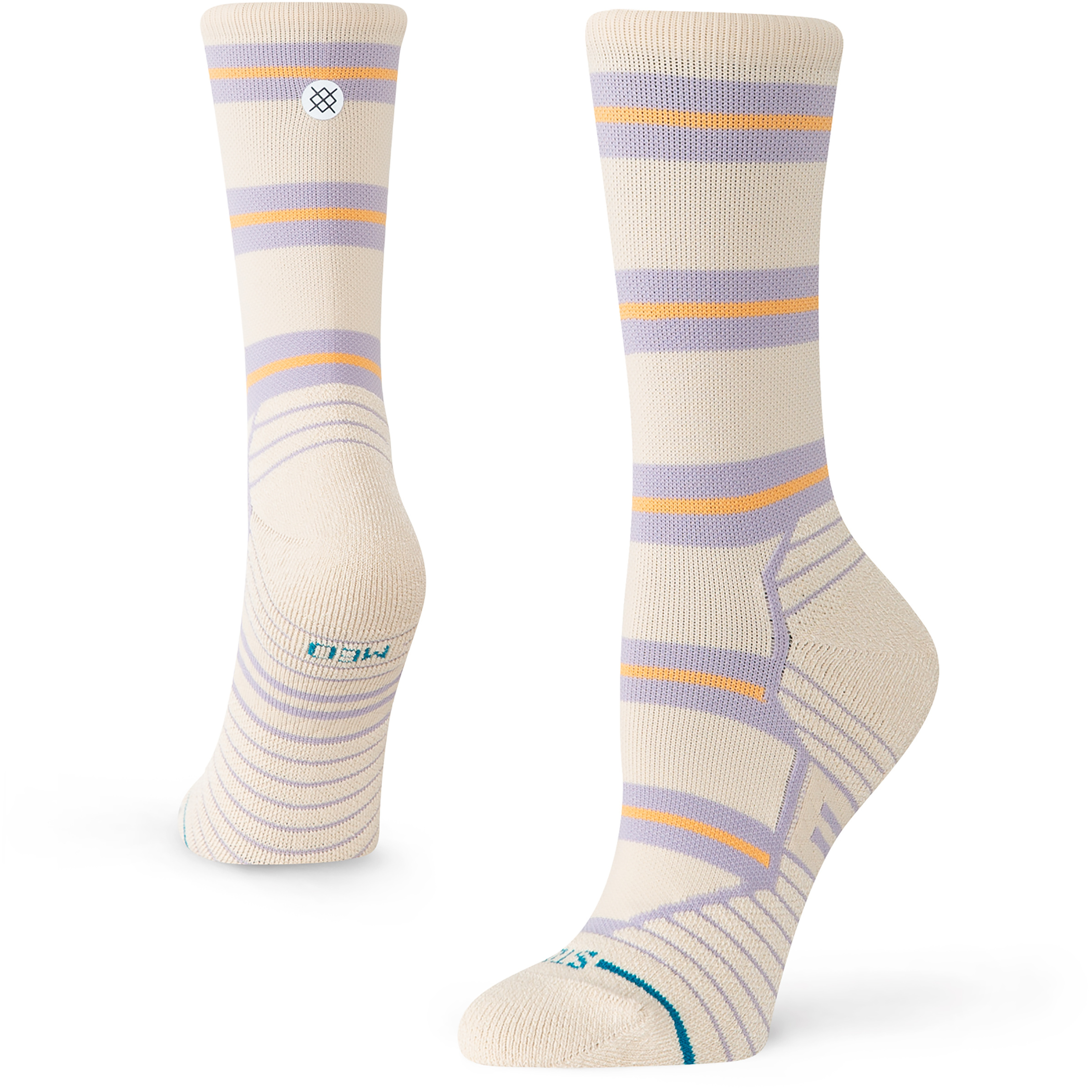 Stance Beam Stripe Mid Crew Damen Laufsocken beige Größe 35 Trailrunning | Laufen Widerstandsfähig