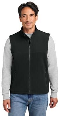 CornerStone CSF751 Fleece Overlay Vest in Black size Large   Polyester
