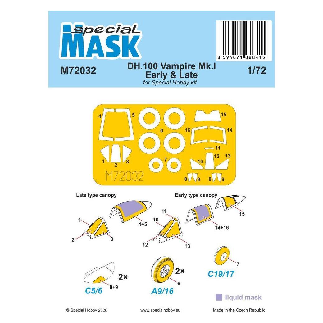 Special Hobby DH.100 Vampire Mk.I Early & Late MASK (100-M72032)
