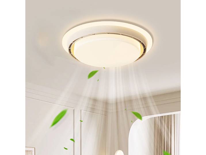 Ventilateur LED sans pales couleur Noyer Blanc pour Chambre, Lampe de Plafond Invisible sans Feuilles avec Télécommande APP, Variateur d'intensité, Décoration de Chambre, Ventilateur de Plafond avec