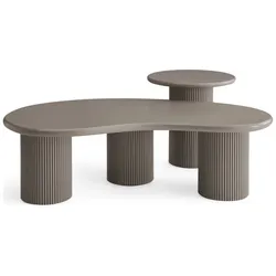 Couchtisch Evan 2er-Set Ø50/130x70 cm, Taupe