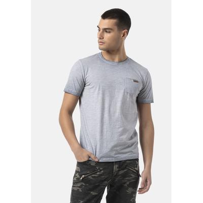T-Shirt CIPO & BAXX "CT810", Herren, Gr. M, grau, 100% Baumwolle, unifarben, regular fit, Rundhals, Shirts T-Shirt, Auffälliger Front-Print