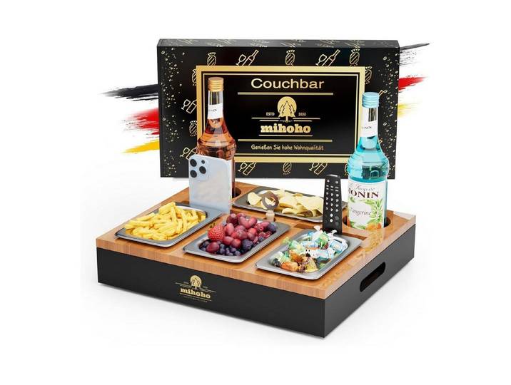 LuxusKollektion Couchtisch Couchbar Sofatablett Holz Snackschalen Biergeschenke Männer Schwarz (1-St)