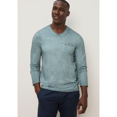 Langarmshirt KANGAROOS, Herren, Gr. XXL, graugrün, Slub, Obermaterial: 100% Baumwolle, V-Ausschnitt, abgesteppte Kante, Shirts Langarmshirt, mit V-Ausschnitt, Langarm-Design, aus Slub-Material