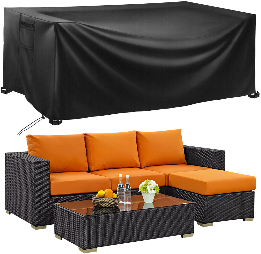 Dakota Fields Outdoor Conversation Set Cover Black 80cm H X 230cm W X 165cm D