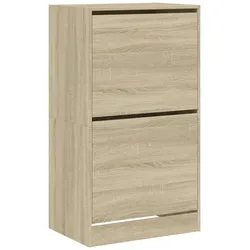 Helloshop26 - Schuhschrank Schuhaufbewahrung Möbel für Eingangsbereich/Flur/Wohnzimmer 2 Klappschubladen Sonomabraun 02_0021338
