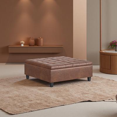 ZWYO HOSIMU "26"" Faux Leather Storage Ottoman with Lift-Top & Hidden Storage"