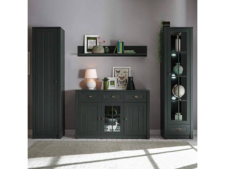 Lomadox Landhuis woonwand in edel Engels groen - incl. dressoir