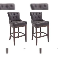 CLP 2er Set Barhocker Lakewood Echtleder braun/antik