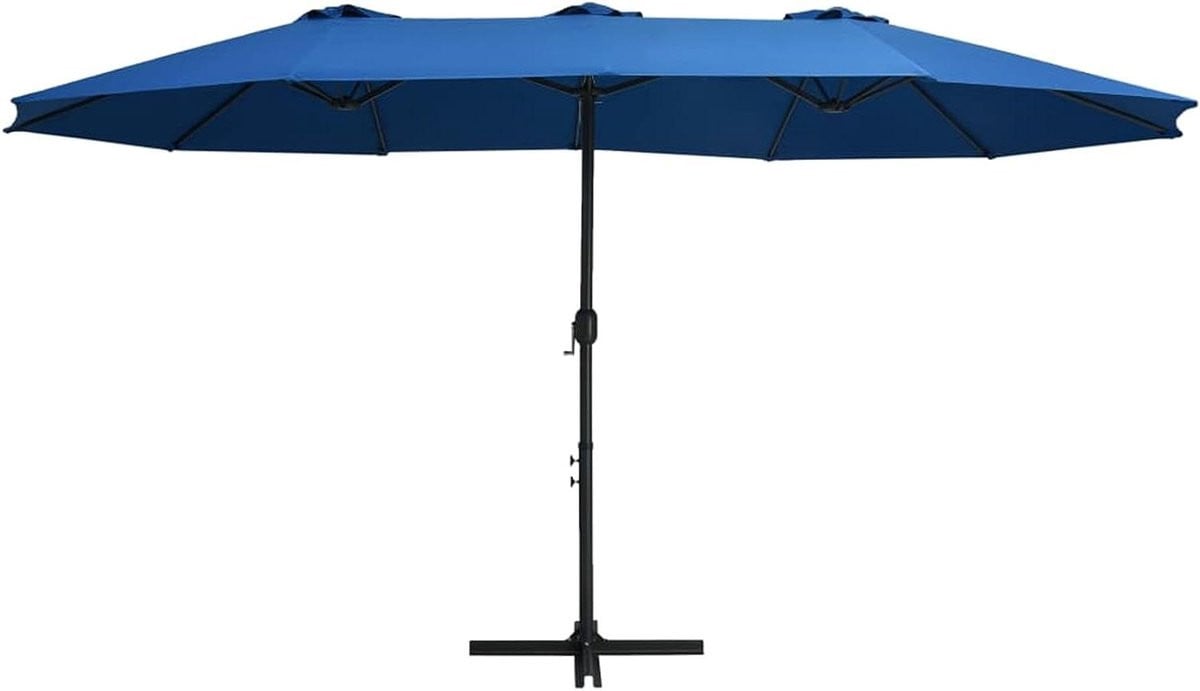 Blauwe cantilever parasol met dubbele luifel - 460 x 270 cm