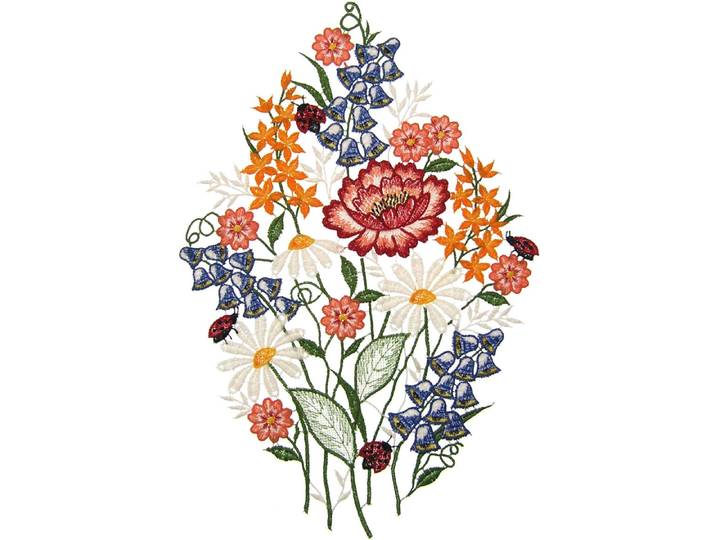 Fensterbild Fensterbild Sommerstrauß farbig , bunt, B:22cm H:34cm, Polyester, W. REUTER & SOHN - PLAUENER SPITZE, Fensterbilder, Fensterbild