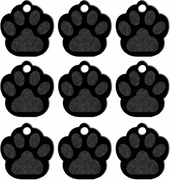 Inspire Picks 20PCS Paw Shape Pet ID Tags Personalized Aluminum Name Tags For Dogs & Cats black 35x34x1 Mm
