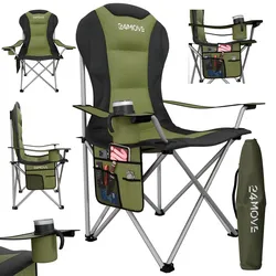 24MOVE® Campingstuhl Salvador faltbar Camping Klappstuhl gepolstert inkl. Tragetasche, bis 150kg belastbar, grün