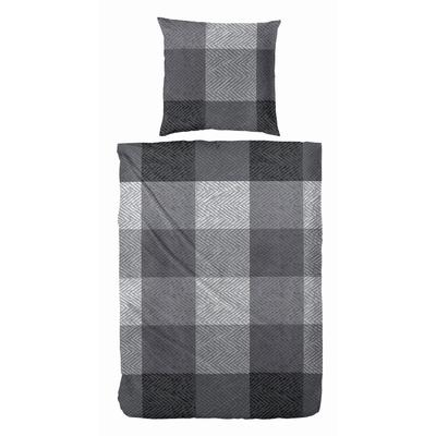 Bettwäsche PRIMERA "Halbleinen-Bettwäsche", grau, B/L: 200cm x 200cm, 1 Stk., 2 Stk., Flanell, B/L: 80cm x 80cm & 80cm x 80cm, 3 tlg., Flanell, Obermaterial: 100% Baumwolle, Bettwäsche, Bettwäsche, mit Karomuster
