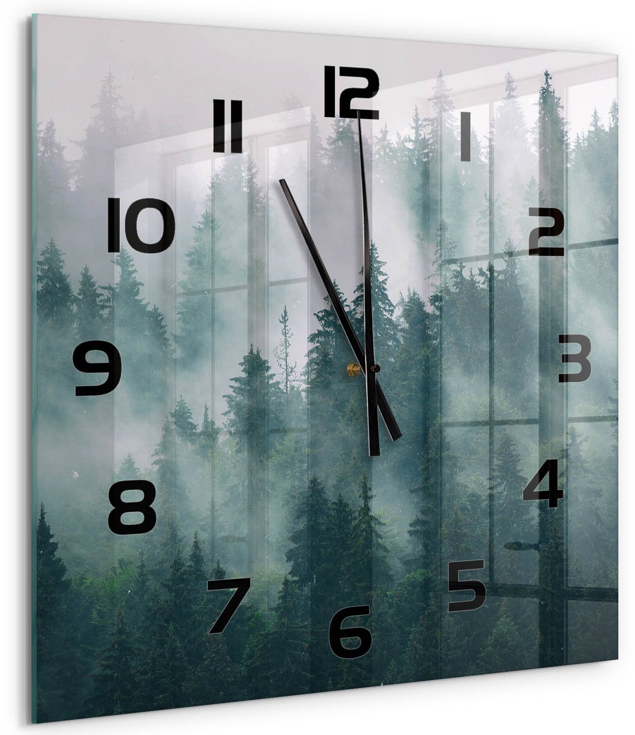 Tulup Wandklok Mist boven het bos - Grijs - 60 x 60 cm