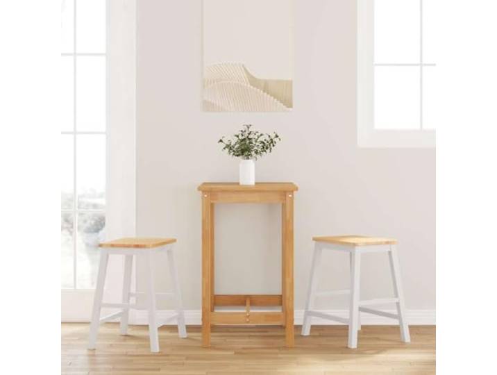 Barstuhl, 2-teilig, weiß, Massivholz, Hevea, Hocker, hohe Küche Weiche Rückenlehne, langlebiges Naturholz, glatte Oberfläche, leicht zu reinigen, modernes Design, vielseitig für Küche