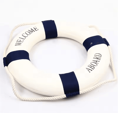 Inspire Picks Mediterranean Nautical Lifebuoy Wall Decor Coastal Living Room Ornament blue D