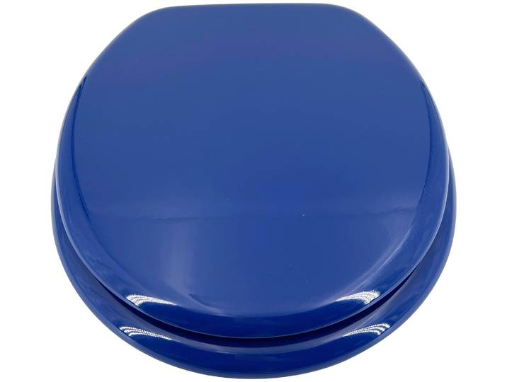 WC-Sitz ADOB, blau, B:37,5cm L:44,5cm, MDF - Mitteldichte Holzfaserplatte, WC-Sitze, WC-Sitz, äusserst stabil, Messing verchromte Scharniere