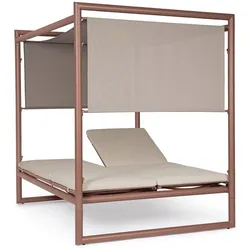 Gartendaybed Konnor aus Aluminium, modern gepolstert, verstellbare Rückenlehne, beige Barin