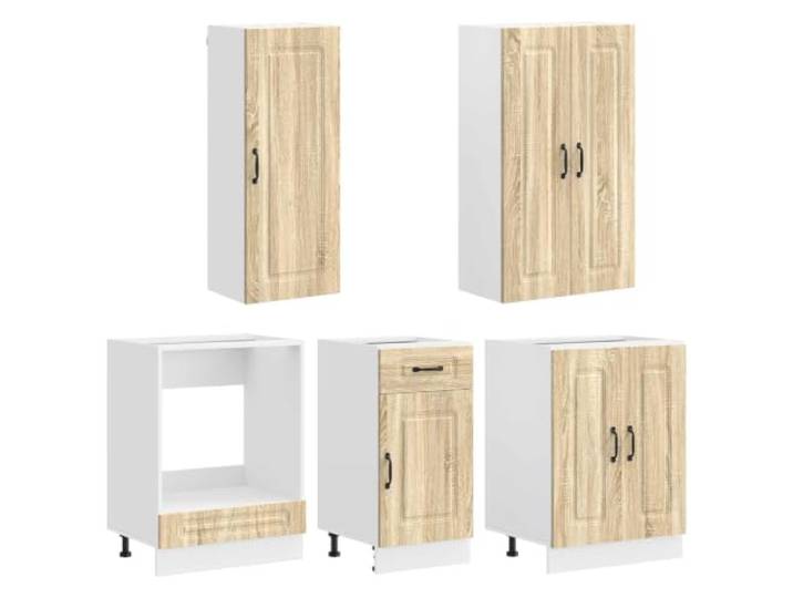 KTHLBRH Kücheneinheit KALMAR 5 Stück Eiche Sonoma Holz Engineered Verstellbare Füße, verstellbare Einlegeböden, Wandbefestigung inklusive, Montage erforderlich, 92 kg