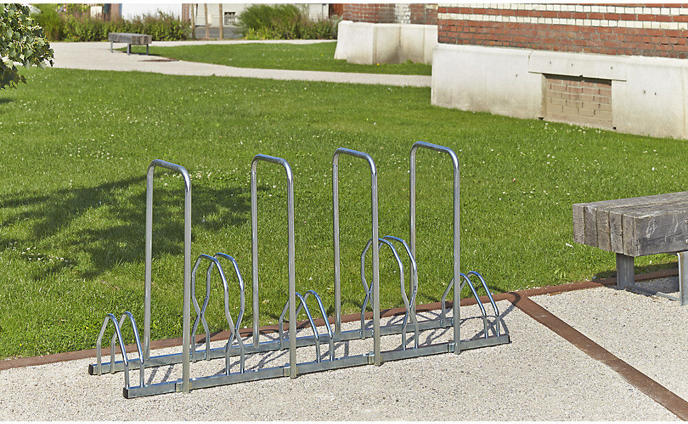 Fahrradständer, 5 Stellplätze, Metall, auf 2 Ebenen mit 4 Diebstahlsicherungsbügeln Mottez