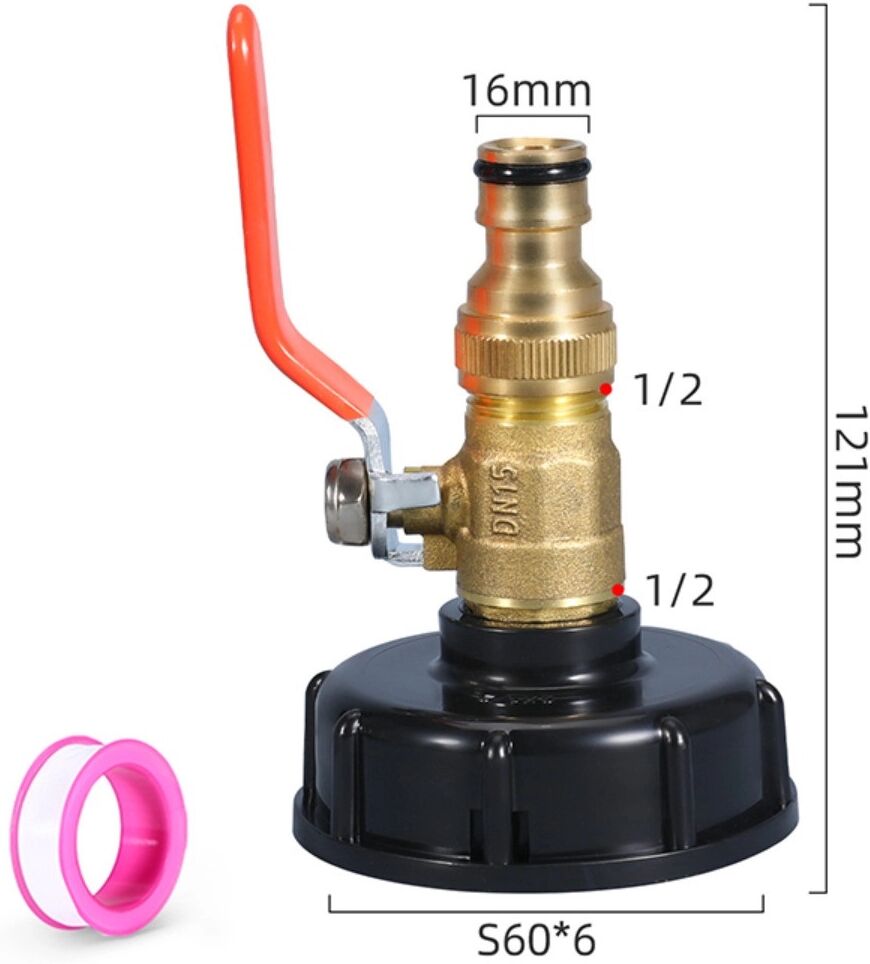INF IBC-Adapter-Kit – ABS und Messing, Doppel-Männlicher Kugelhahn mit Messingnippel, Korrosions- und Druckbeständig