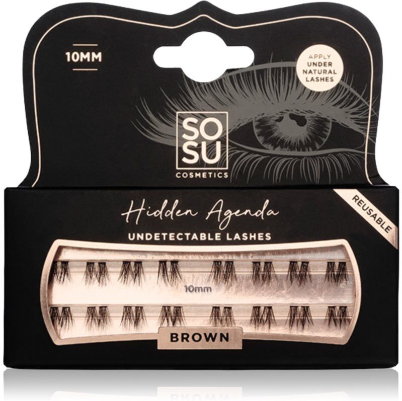 SOSU Cosmetics Hidden Agenda Undetectable Lashes faux-cils individuels sans nœud 10mm Brown 16 pcs